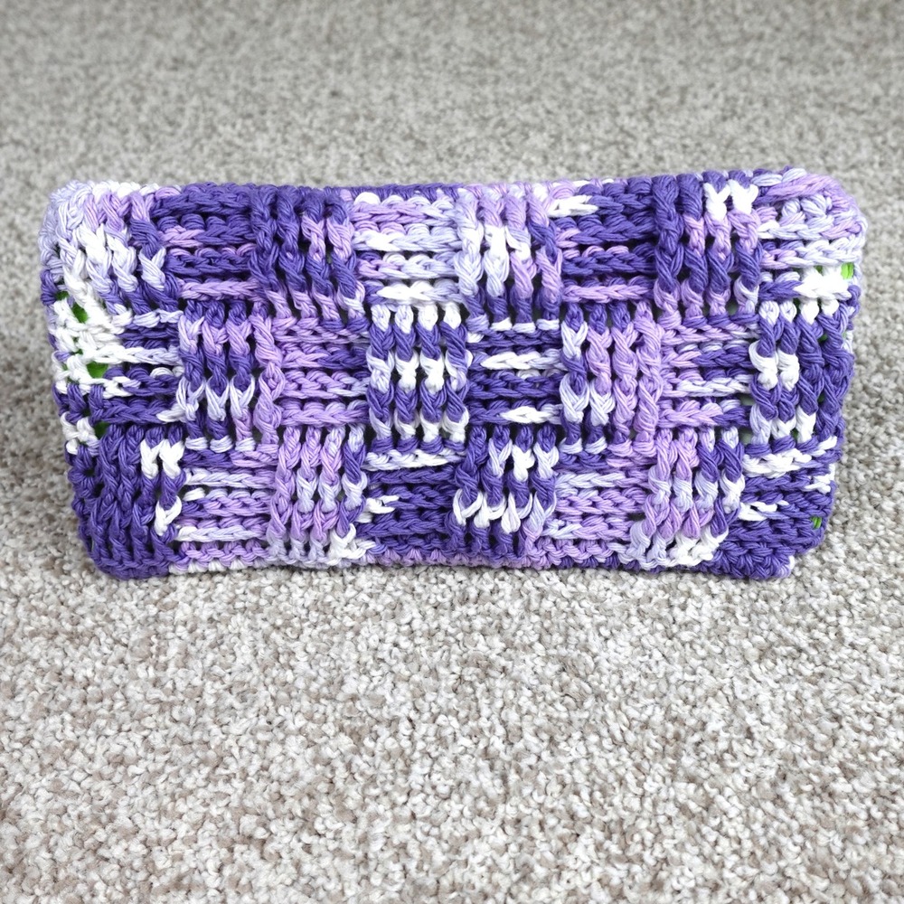 Handmade Crochet Reusable Mop Cover Purple Variegated Basketweave Cleaning Pad